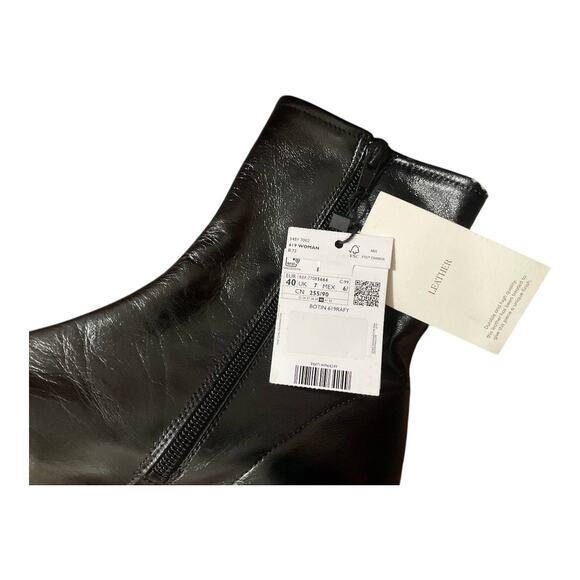 Mango Leather Boots Women Black 40 NWT - Picture 4 of 4